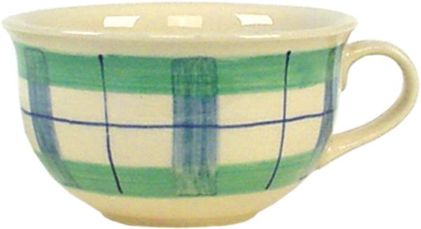 Kaffeeobertasse karo grün-blau