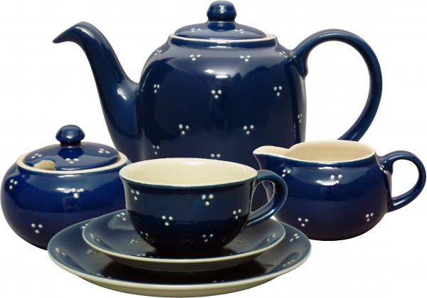 Kaffeeservice 15-teilig blau 3 Punkt