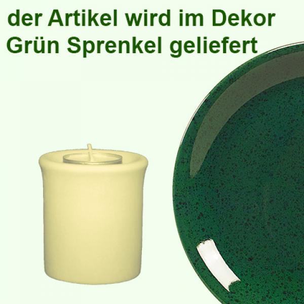 Leuchter Teelicht 7,5 grün Sprenkel