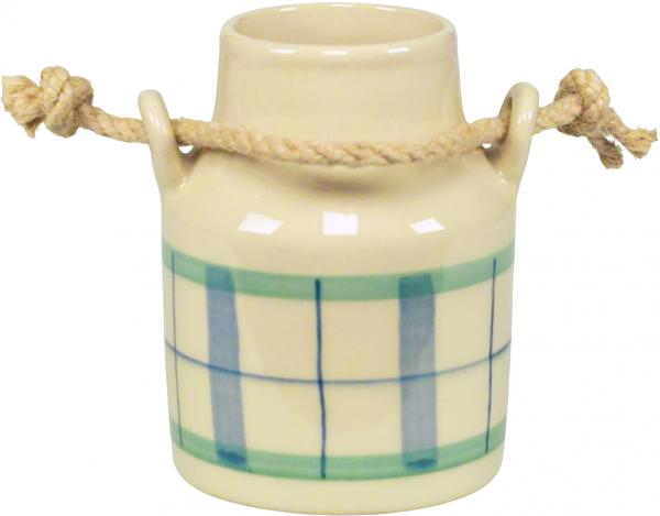 Milchkanne H 13 cm karo grün-blau