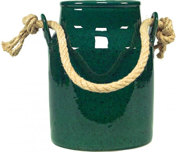 Milchkanne H 18 cm grün Sprenkel