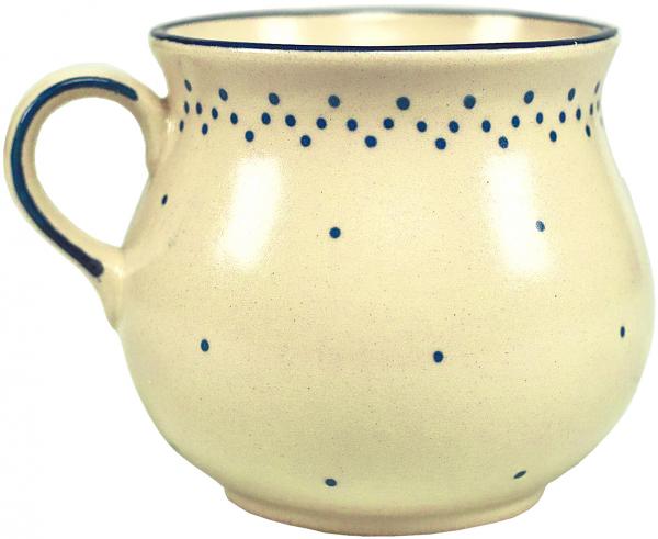Mollytasse mit Schrift (2 Zeilen) matt hell 1 Punkt