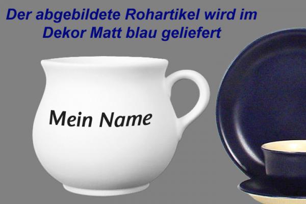 Mollytasse mit Schrift (1 Zeile) matt blau