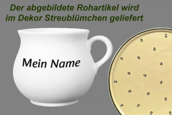 Mollytasse mit Schrift (1 Zeile) Streublume