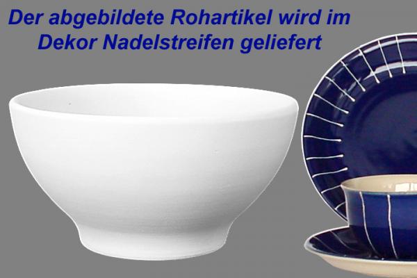 Müslischale 13 mit Schrift (1 Zeile) Nadelstreifen blau