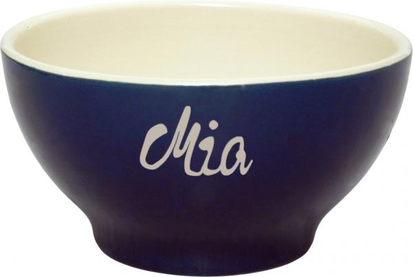Müslischale 15 mit Schrift (1 Zeile) glänzend blau