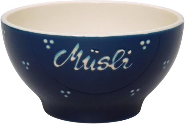 Müslischale 13 mit Schrift (1 Zeile) blau 3 Punkt