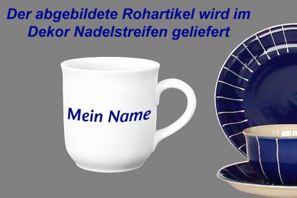 Namensbecher mit Schrift (1 Zeile) blau Nadelstreifen