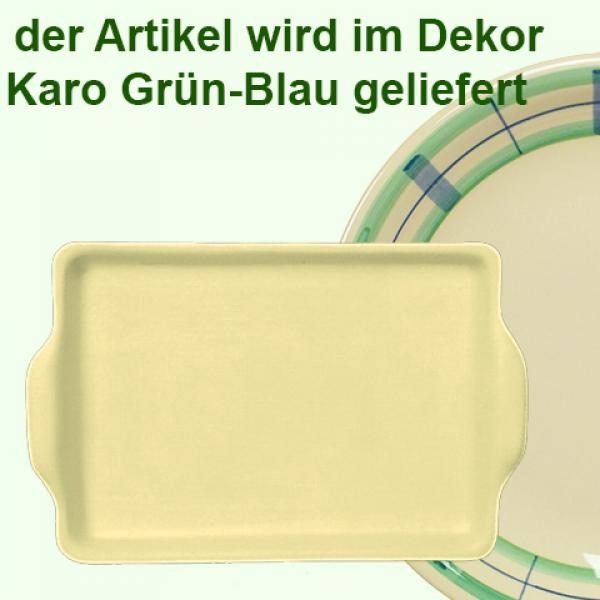 Platte 19 eckig karo grün-blau