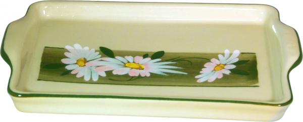 Platte 19 eckig Dekor Margueritenblume
