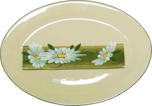 Platte 29 oval Dekor Margueritenblume