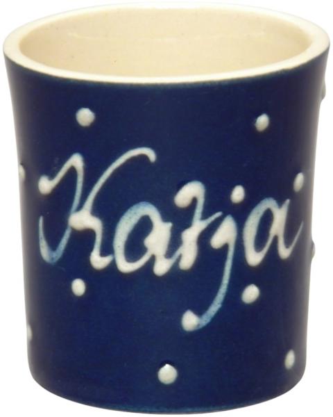 Schnaps-/Eierbecher mit Schrift (1 Zeile) blau 1 Punkt