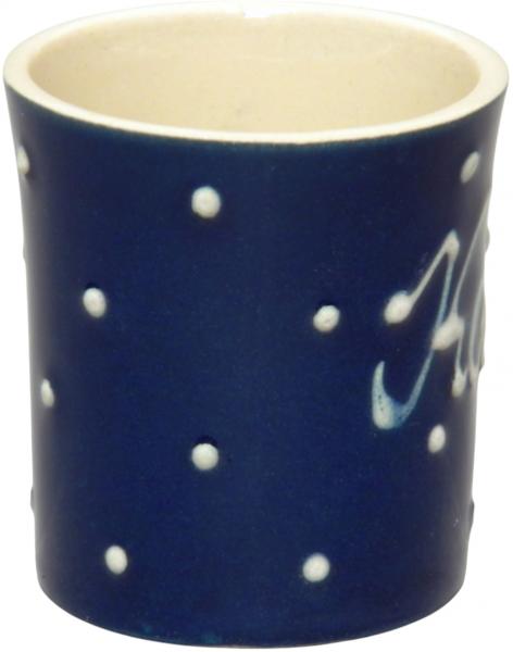 Schnaps-/Eierbecher mit Schrift (1 Zeile) blau 1 Punkt