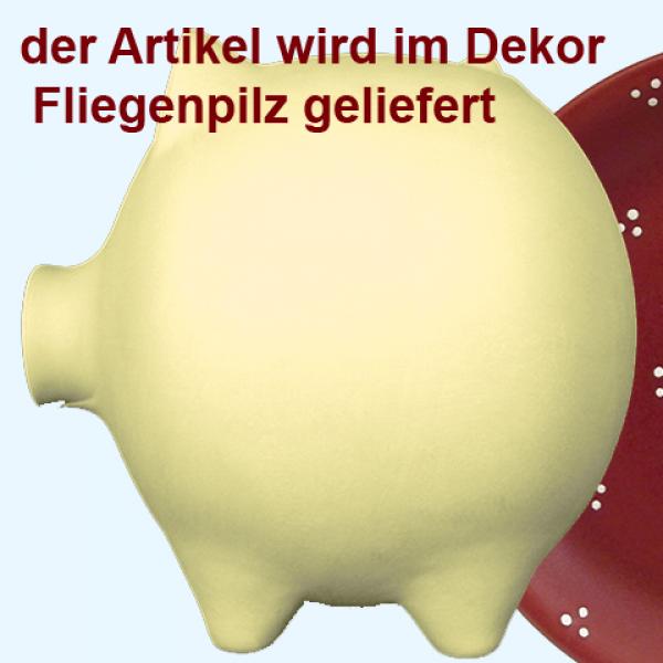 Sparschwein groß mit Schrift (3 Zeilen) Fliegenpilz