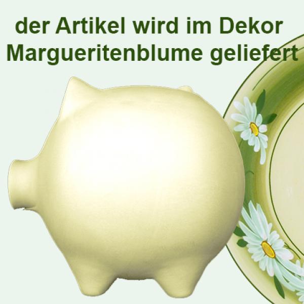 Sparschwein groß mit Schrift (3 Zeilen) Dekor Margueritenblume