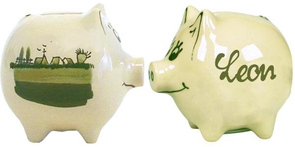 Sparschweine mittel mit Schrift 1 Zeile