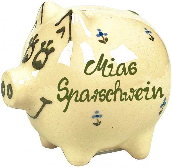 Sparschwein mittel mit Schrift (2 Zeilen)