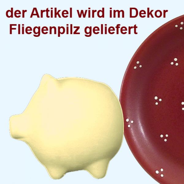 Sparschwein klein mit Schrift (1 Zeile) Fliegenpilz
