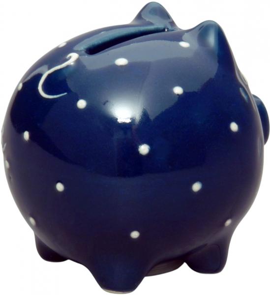 Sparschwein klein mit Schrift (1 Zeile) blau 1 P