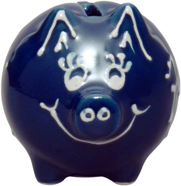 Sparschwein klein blau 1 Punkt