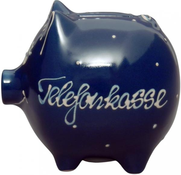 Sparschwein mittel mit Schrift (1 Zeile) blau 1 Punkt