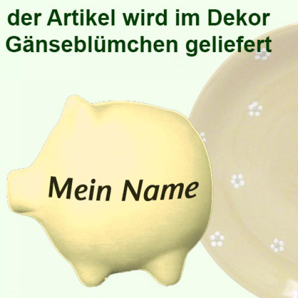 Sparschwein mittel mit Schrift (1 Zeile) Gänseblümchen