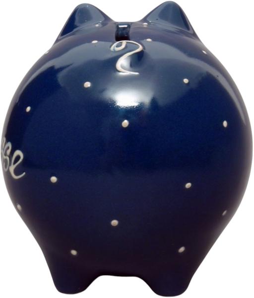 Sparschwein mittel mit Schrift (1 Zeile) blau 1 Punkt