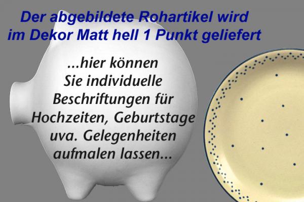 Sparschwein groß mit Schrift (3 Zeilen) matt hell 1 Punkt