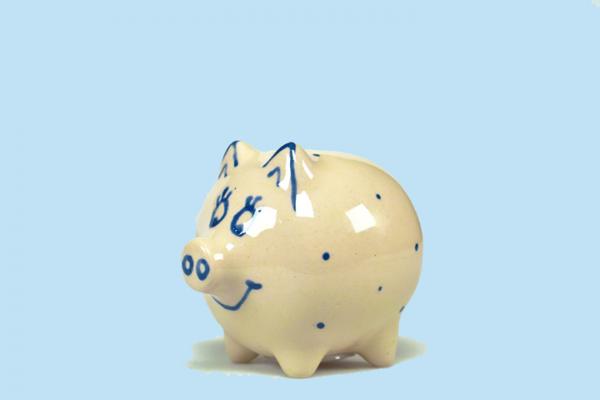 Sparschwein klein mit Schrift (1 Zeile) hell 1 P