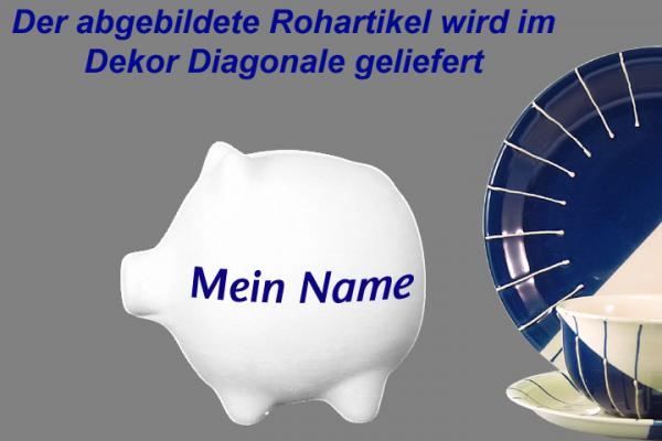 Sparschwein klein mit Schrift (1 Zeile) Diagonale