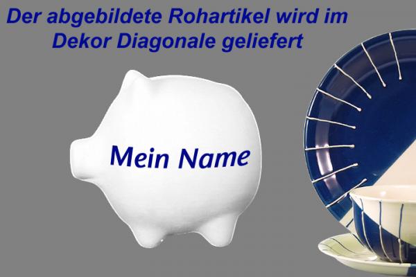 Sparschwein mittel mit Schrift (1 Zeile) Diagonale