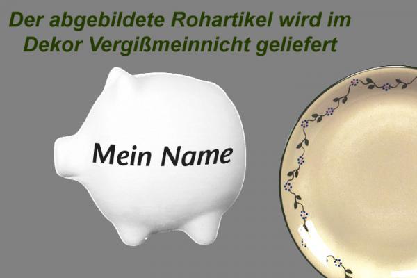 Sparschwein mittel mit Schrift (1 Zeile) Vergissmeinnicht