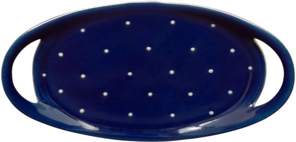 Tablett 25 oval blau 3 Punkt
