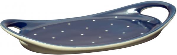 Tablett 25 oval blau 3 Punkt