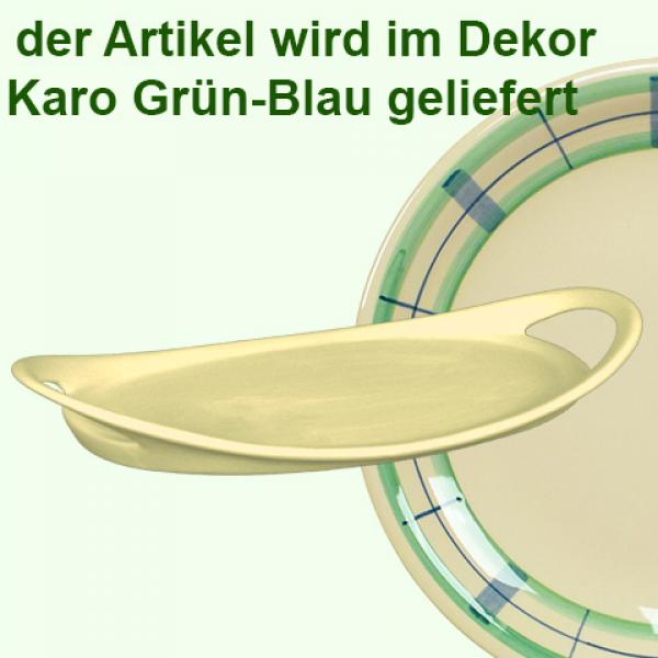 Tablett 25 oval karo grün-blau