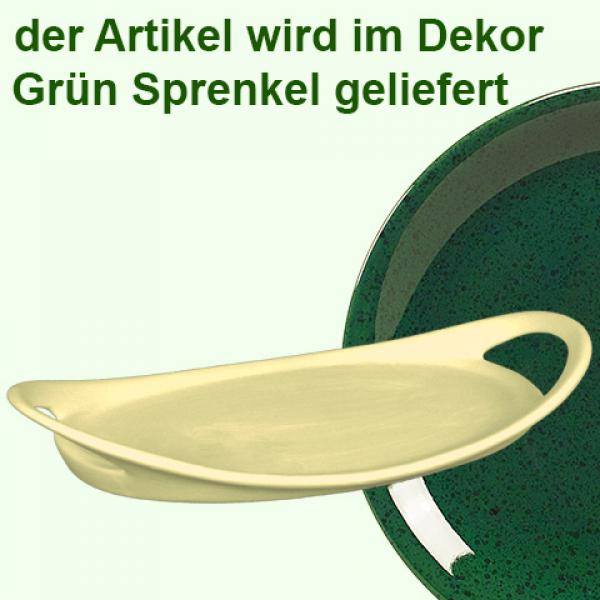 Tablett 25 oval grün Sprenkel