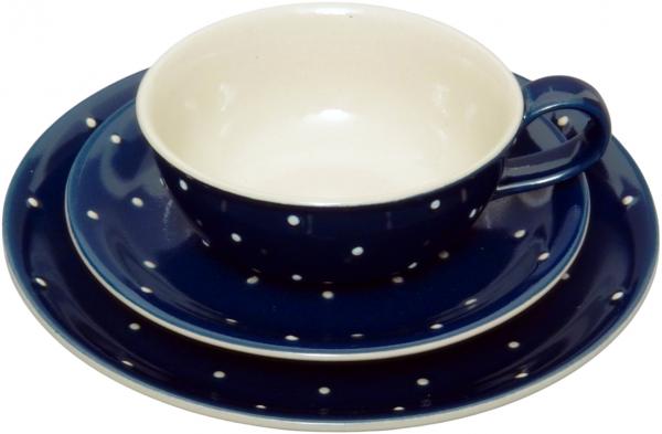 Teeservice 15-teilig blau 1 Punkt