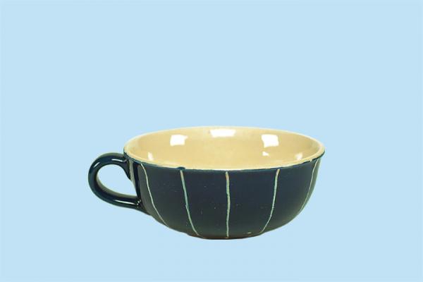 Teeschale blau Nadelstreifen