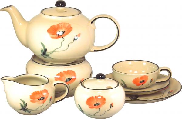 Teeservice 21-teilig Mohn