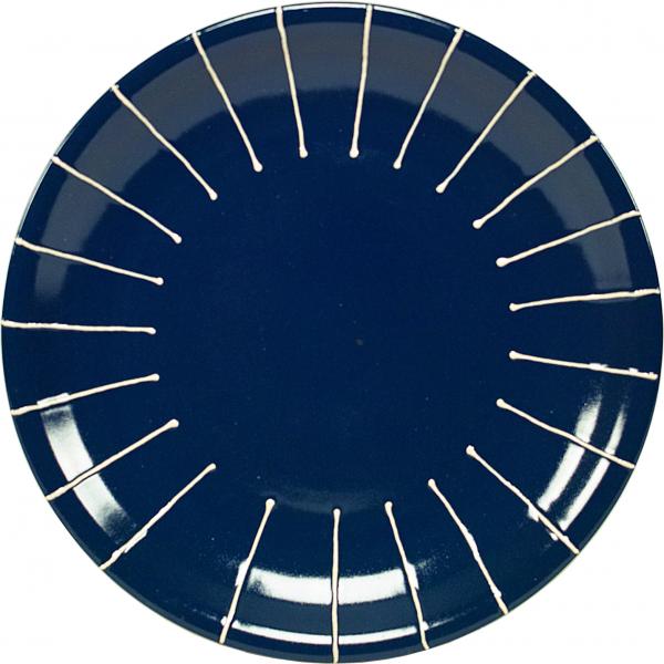 Teller 24 flach Nadelstreifen blau