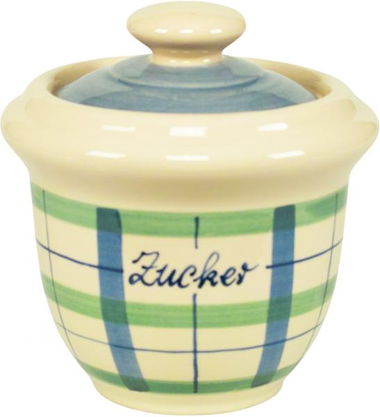 Zuckertopf karo grün-blau
