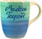 Cappuccinotasse mit Schrift (2 Zeilen) Aqua