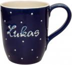 Cappuccino mit Schrift (1 Zeile) blau 1 Punkt