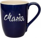 Cappuccino mit Schrift (1 Zeile) glänzend blau