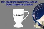 Fußtasse mit Schrift (1 Zeile) Diagonale