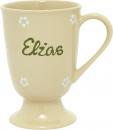 Fußtasse mit Schrift (1 Zeile) Gänseblümchen