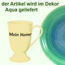 Fußtasse mit Schrift (1 Zeile) Aqua