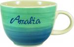 Jumbotasse mit Schrift (1 Zeile) Aqua