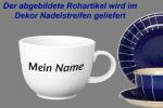 Jumbotasse mit Schrift (1 Zeile) blau Nadelstreifen
