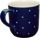 Kaffeebecher mit Schrift (2 Zeilen) blau 1 Punkt